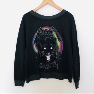 WILDFOX Black “Night Creature" Pullover Sweatshirt